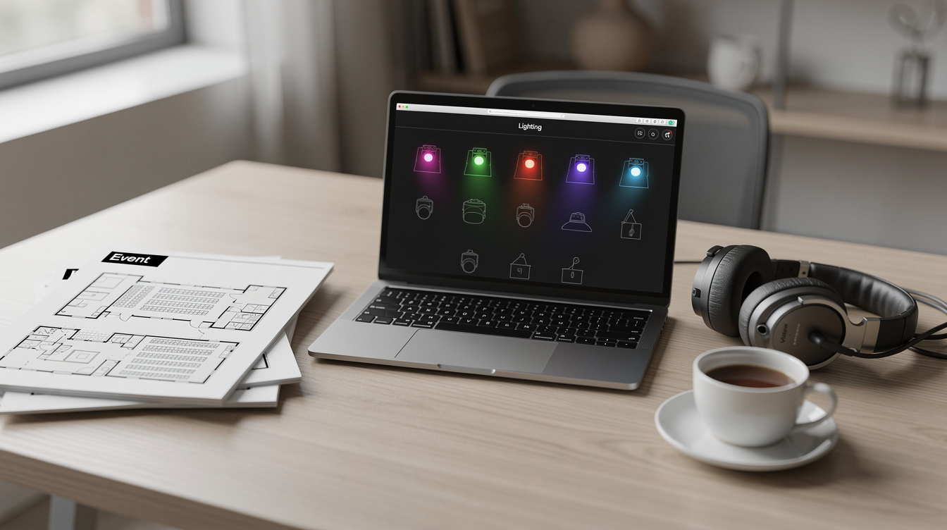 Production office with event planning materials