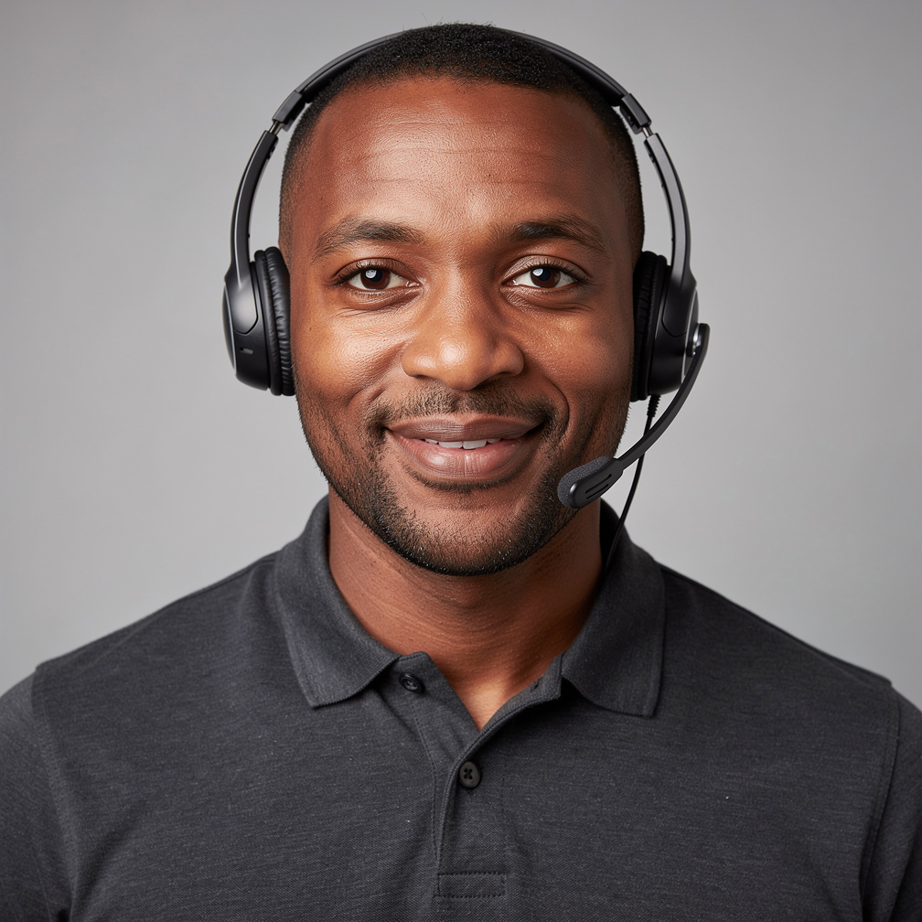 Portrait of man lighting engineer with headset